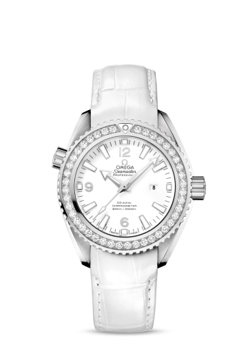 Omega Seamaster Planet Ocean 600M Co-Axial 37.5 Stainless Steel / Diamond / White / Alligator